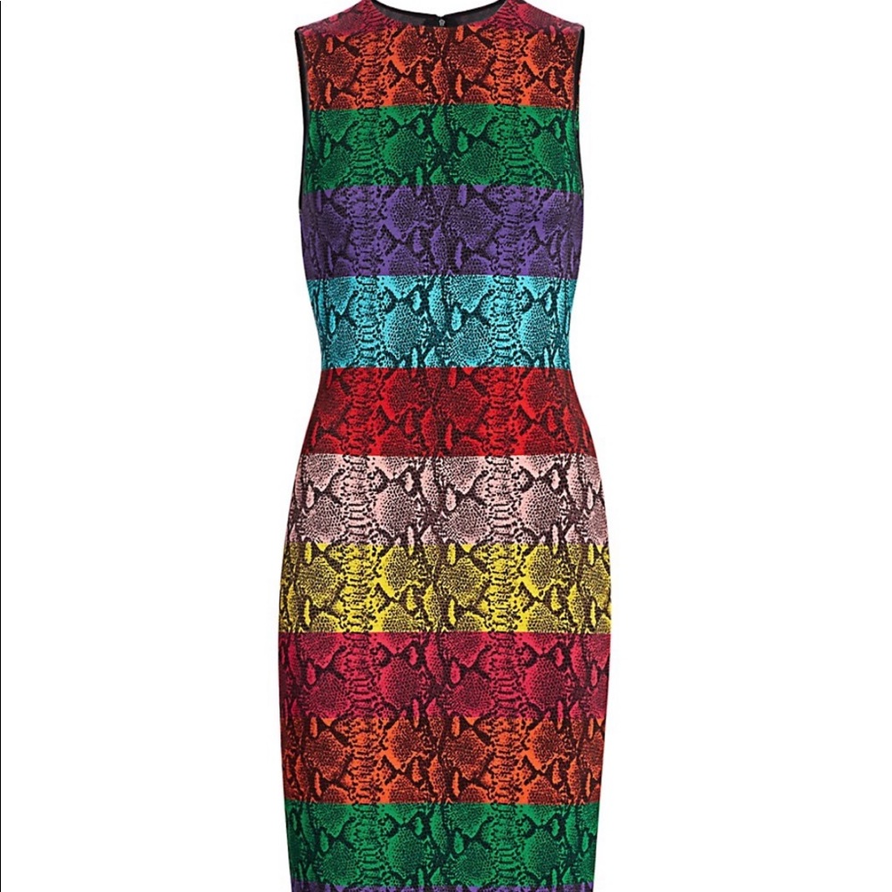 NWT Alice+Olivia Delora Snake Stripe Sheath Dress - Picture 2 of 7